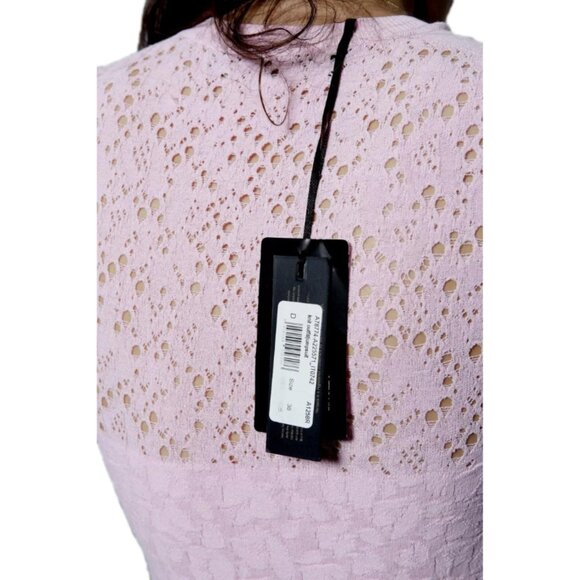 Versace Knit Lace Distressed Bodycon Dress Long Sleeve Full Length Pink 38 - Picture 12 of 13